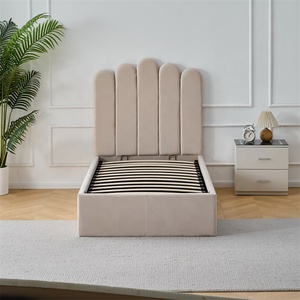 Chambre de filles en forme de doigt velours tissu luxe <span class=keywords><strong>lit</strong></span> simple pour enfant ascenseur hydraulique stockage princesse lits jumeaux pour enfants - Product Image 3