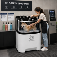 Baignoire pour chiens à micro-bulles intelligentes avec vitre avant transparente en acrylique, équipement de toilettage pour animaux de compagnie, pour salon commercial