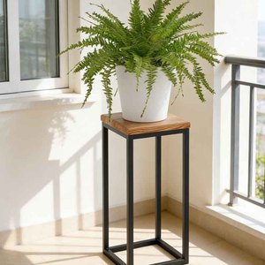 Soporte Moderno para <span class=keywords><strong>Plantas</strong></span> Altas, Estante Cuadrado de Metal y Madera para Macetas, para Interiores y Exteriores, para Sala de Estar, Balcón, Jardín, Mueble de Exhibición para el Hogar - Product Image 5
