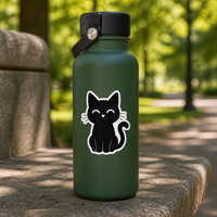 Lot d'autocollants personnalisés motif chat noir minimaliste, découpés avec bordure blanche, mignons pour ordinateur portable, bouteille d'eau, coque de téléphone, carnets – Idéal pour les amoureux des chats