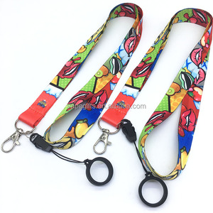 Promotional Custom Lanyard Pen Holder Neck Strap With Silicone Ring