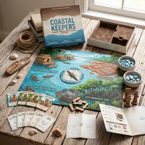 Papier d'art avec estampage à chaud doré, Livre de règles UE, Cartes personnalisées, Sac à dés de jeu, Deepwood Adventures, Jeu de table RPG, Plateau de Carrom - Product Image 1