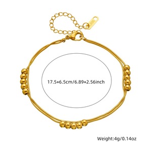 Stainless Steel Double Layer Beaded Chain Necklace <b>Bracelet</b> <b>Set</b> Unisex Everyday Wear Gold Silver - Product Image 4
