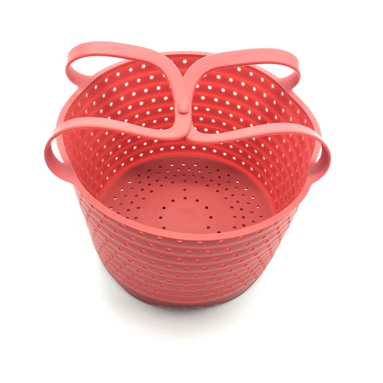 Лидер продаж, Прямая поставка с завода, силиконовая корзина с фильтром для фруктов и овощей, складной паровой лоток, многофункциональный паровой горшок