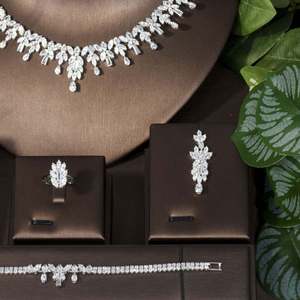 Collar de circón único para mujer, boda de lujo, cúbico, Dubai, Nigeria, conjunto de joyería nupcial, accesorios adecuados para mujer, 2017 - Product Image 3