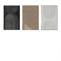 Ensemble de tableaux muraux en toile faits à la main de style Wabi Sabi moderne pour la décoration de salon