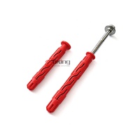 Kit Angkur Ekspansi Dinding Nilon Multi Sayap Merah, Sekrup Self Tapping Flens Hex Baja Tahan Karat untuk Pemasangan di Dinding Bata