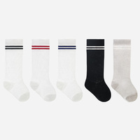 Chaussettes hautes en maille d'été pour bébé, style rétro, à rayures athlétiques, pour tout-petits garçons et filles, en coton respirant