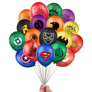 12英寸主题派对气球套装蜘蛛侠超人12英寸乳胶气球组合超级英雄派对装饰