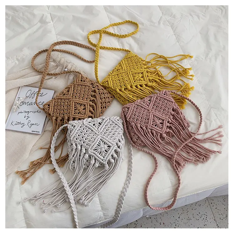 Macrame Handmade Tote Crochet Beach Shoulder Bag Designs Pattern with Tassel