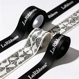 Various Patterns Silver Foil Hot Stamped Logo Grosgrain <b>Ribbon</b> Multiple Solid Color Polyester Decorative <b>Ribbon</b> Bulk Rolls - Product Image 1