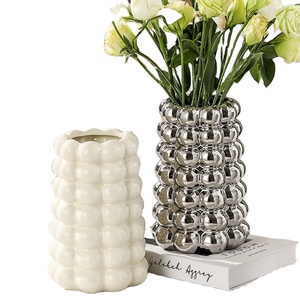 Décor à la <span class=keywords><strong>maison</strong></span> minimaliste nordique Vase en céramique plaqué Vase à fleurs séchées pour salon salle à manger armoire à vin Hall d'entrée - Product Image 1
