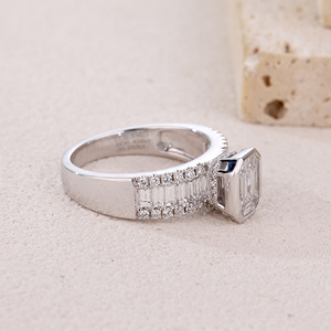 Anillo de Diamantes Naturales de Corte Baguette en Oro Blanco de 18K de Alta Calidad al por Mayor, Joyería Fina para Mujer, Anillo de Compromiso, Aniversario de Bodas - Product Image 6