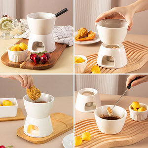 Olla para Derretir Queso y Chocolate de Cerámica Europea Personalizada, Blanca, Solo Lavar a Mano, para Fiestas de Fondue - Product Image 1