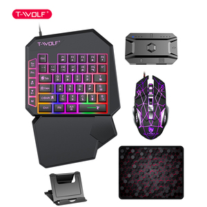 T-WOLF TF950 One-Hand Keyboard Five-Piece <strong>Set</strong>: Keyboard Mouse Mouse Pad <strong>Throne</strong> Adapter Phone Stand for play phone <strong>game</strong> Gift <strong>Box</strong> - Product Image 1