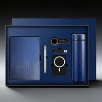 Set de Regalo Empresarial de Lujo de 6 Piezas con Libreta de Tapa Dura de PU, Taza Térmica, Paraguas, Memoria USB, Bolígrafo, Altavoz Bluetooth y Batería Externa