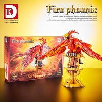 Ensemble de blocs de construction DK Fire Phoenix, 938 pièces, ailes mobiles, modèle d'oiseau qui bat des ailes, avec support d'affichage, jouet DIY, cadeau pour garçons