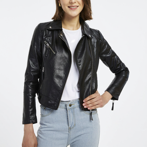 Chaqueta de Cuero Clásica para Mujer, Estilo Bomber, Piel Vacuna Suave, Moderna, Cómoda y Transpirable - Product Image 3