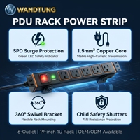 Power Strip US German IEC Plug 1U PDU Network Cabinet Rack Universal Aluminum Alloy Module Socket untuk Industri Pusat Data