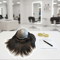 Perruque Lassiewig personnalisée 100% cheveux indiens Remy, lisses 30mm, densité 120%, nouée à la main, double nœud, base en PU style peau, pour hommes atteints d'alopécie