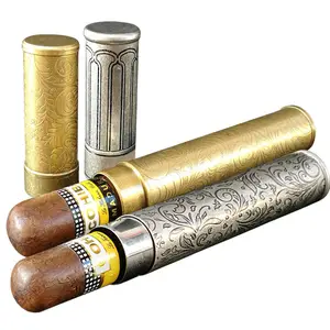 铜旅行雪茄保湿盒管单雪茄盒支架迷你便携式雪茄管带礼品盒