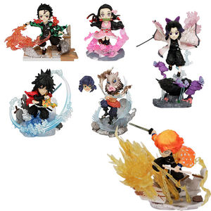 13CM Demon Slayer Tanjiruo/Zenitsu/Kochou <span class=keywords><strong>Shinobu</strong></span>/Tomioka Giyuu Kimetsu No Yaiba Nezuko Anime figura Kawaii <span class=keywords><strong>Mini</strong></span> figura muñeca de juguete - Product Image 1
