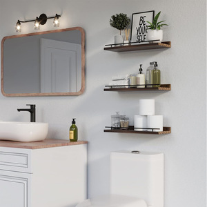 Bathroom <b>Wall</b> Mounted <b>Floating</b> <b>Shelf</b> 3 Tier Rectangular Durable Storage Rack For Towels Toiletries Custom Size - Product Image 1