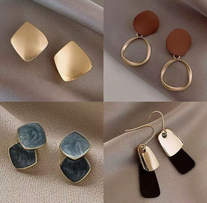 Gold Plated Square <b>Stud</b> <b>Earrings</b> Geometric Chunky Ear <b>Studs</b> for Women Party Wedding Gift - Product Image 2