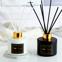 Nouveau Design — flacons en verre d'aromathérapie, avec bâtons en rotin, de 50ml, 120ml et 200ml, en blanc ou noir