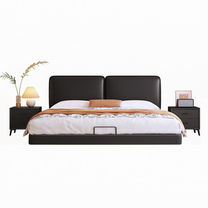 Guangdong Foshan <span class=keywords><strong>cama</strong></span> de cuero italiano de lujo <span class=keywords><strong>vaca</strong></span> negra grande capa superior genuina de piel de <span class=keywords><strong>vaca</strong></span> con funda flotante Tofu bloque <span class=keywords><strong>cama</strong></span> principal - Product Image 5
