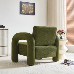 Canapé Modasi de luxe, écologique, style mid-century moderne, rembourré, une place, capitonné, extensible, avec accoudoirs, en tissu velours doré, pour hôtel, bureau - Product Image 5