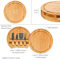 Vente en gros de petites planches à fromage en bambou de qualité supérieure avec logo personnalisé, carrées et rondes, ensemble de couteaux bon marché