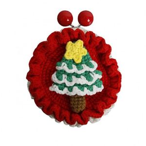 Sweet Girl Christmas <b>Tree</b> Embroidered Wool Crochet Coin Purse for Women Fashionable Accessory with Chain <b>Bag</b> - Product Image 5