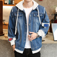 Veste en jean réversible à capuche pour homme, style Y2K, streetwear, coupe trucker, 100% coton, grunge, logo personnalisé, OEM