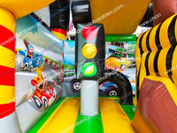 Structure gonflable à grandes roues avec toboggan, jeux sportifs, parcours de jeux, château de saut extérieur, pour événements et fêtes foraines