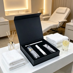 Boîtes cadeaux rigides magnétiques noires personnalisées avec insert en mousse EVA sur mesure pour l'emballage de sérum de soin de la peau et de coffrets beauté - Product Image 2