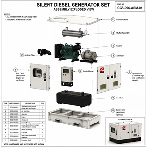Grupo electrógeno diésel súper silencioso de 50kW-100kW Cummins, Weichai, Perkins, Yuchai, SDEC con alternador Stamford trifásico insonorizado y ATS - Product Image 2