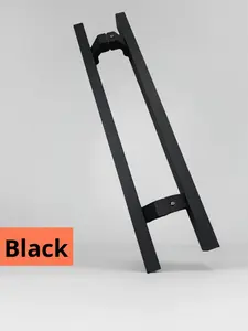 Barra cuadrada de pie de <span class=keywords><strong>herradura</strong></span> de montaje lateral, puerta corredera de vidrio templado de acero inoxidable, manija de puerta de vidrio de hotel moderna de gama alta - Product Image 6