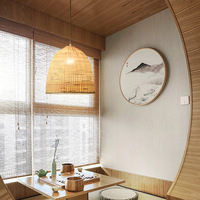 Lustre suspendu moderne en rotin et bambou, réglable en hauteur, blanc chaud, taille moyenne, avec LED, pour restaurant, hôtel, hall d'entrée