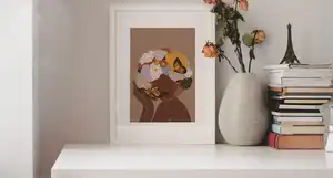 Afrikanische Frau Malerei Blumen kopf moderne Wand kunst für Wohnzimmer Dekoration schwarze Frau Poster
