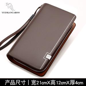 Borsa da uomo di marca YUESKANGAROO borsa da uomo alla moda borsa lunga a doppia cerniera portafoglio Business nero marrone Casual da uomo a portata di mano - Product Image 4