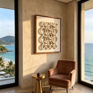 Arte de pared enmarcado con nudo de macramé decorativo interior elegante hecho a mano para decoración del hogar - Product Image 2