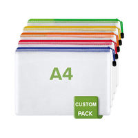 Bolsa de malla con cremallera de 8 colores, impermeable, Material PP, bolsa para documentos, bolsas impermeables multiusos con cremallera