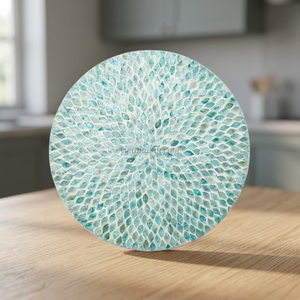 <b>Blue</b> Modern Natural Mother of Pearl Placemats for Simple Home Dining Spaces From Vietnam - Product Image 3