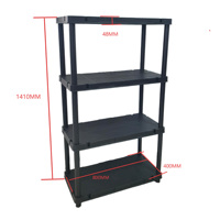 Étagère de rangement en plastique à 4 niveaux 80x40cm avec connecteurs pour supermarché, garage, entrepôt, outils et maison