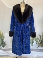 Manteau long en fourrure imitée de vison et de renard, à imprimé léopard de luxe, populaire, avec col en fourrure volumineux, amincissant la taille
