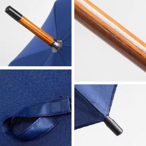 Paraguas de Viaje para Adultos con Logotipo Personalizado, 8 Varillas, Mango de Madera, Diseño Clásico, Semi-Automático, Estilo Recto, con Tela Pongee - Product Image 3