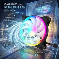 Ventilateur de châssis monochrome LED RGB 12 cm HC-HF-12025BK/WT, nouveau ventilateur silencieux en plastique pour PC, dissipateur thermique en cristal pour boîtier d'ordinateur