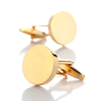 Lot de 2 Boutons de Manchette Simples Personnalisables Gravés en Acier Inoxydable Poli, Ronds et Vides, pour Hommes