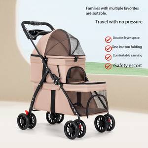 लक्जरी 4-पहिया पालतू कुत्ते स्टलर समायोज्य भंडारण टोकरी आसान फोल्डेबल वाटरप्रूफ डिजाइन कुत्ते बिल्ली के लिए - Product Image 6